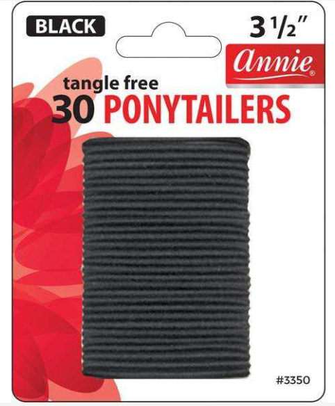 Annie Tangle Free Ponytailers 3 1/2 Inch, 30 Count, Black