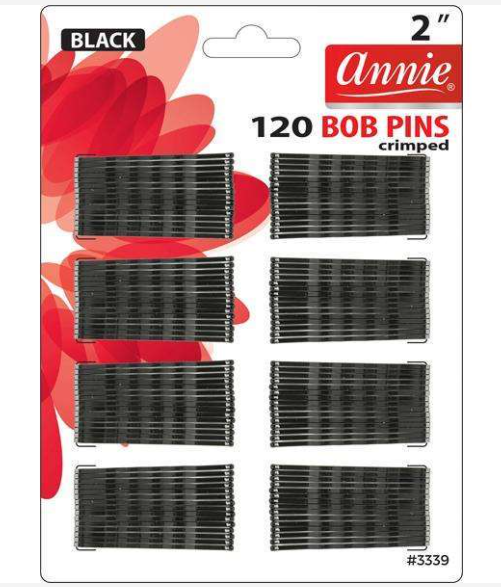 Annie Bob Pins Crimped 2 Inch, 120 Count, Black
