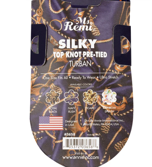 Ms. Remi Silky Top Knot Pre-Tied Turban, 1 Count, Assorted Patterns