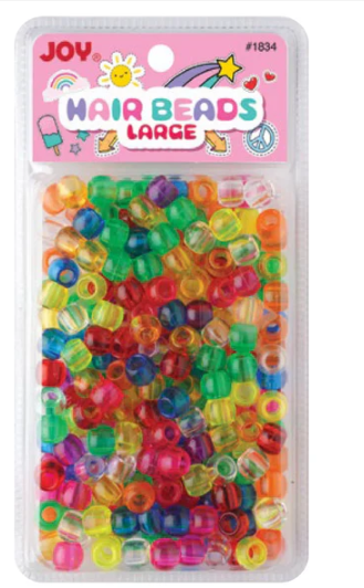 Joy Round Hair Beads Large, 240 Count, Clear Assorted Colors