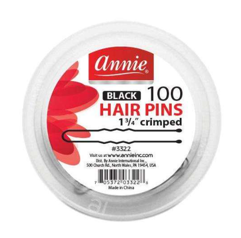 Annie Hair Pins Crimped 1 3/4 Inch, 100 Count, Black