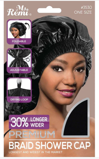 Ms. Remi Braid Shower Cap Ultra jumbo, 1 Count, Black