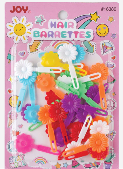 Joy Hair Barrettes Petite Daisy, 24 Count, Assorted Colors