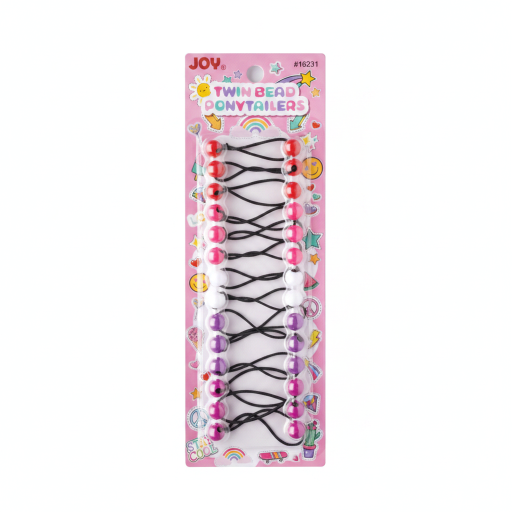 Joy Twin Bead Ponytailers 12mm, 14 Count, Assorted Color