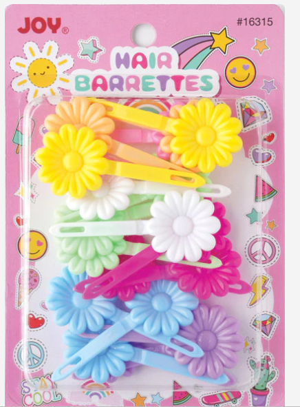 Joy Daisy Hair Barrettes, 10 Count, Assorted Pastel
