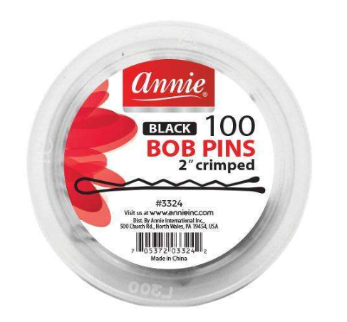 Annie Bob Pins Crimped 2 Inch, 100 Count, Black