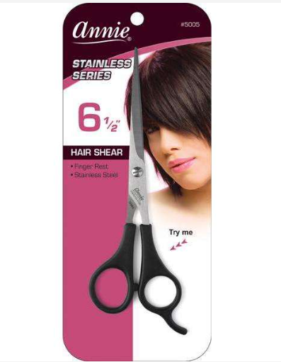Annie Stainless Steel Hair Shears 6.5 Inch, 1 Count, Black
