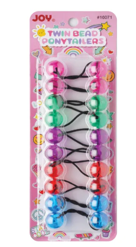 Joy Twin Beads Ponytailers 10Ct Asst Color Clear