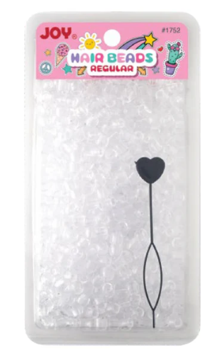 Joy Round Hair Beads Regular Size, 1,000 Count, Clear