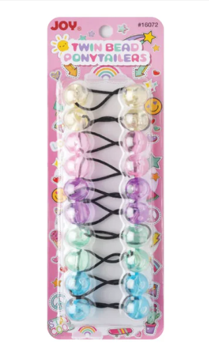 Joy Twin Beads Ponytailers 10Ct Clear Pastel