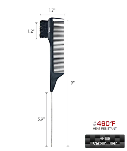 RED by Kiss HH109 100% Boar Bristle 3-in-1 Edge & Parting Comb Carbon Fiber Pin Tail