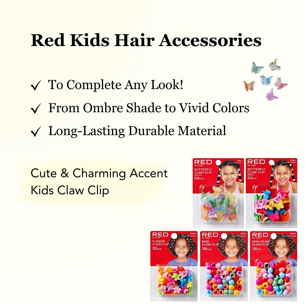RED KIDS FLOWER CLAW CLIPS 30PCS