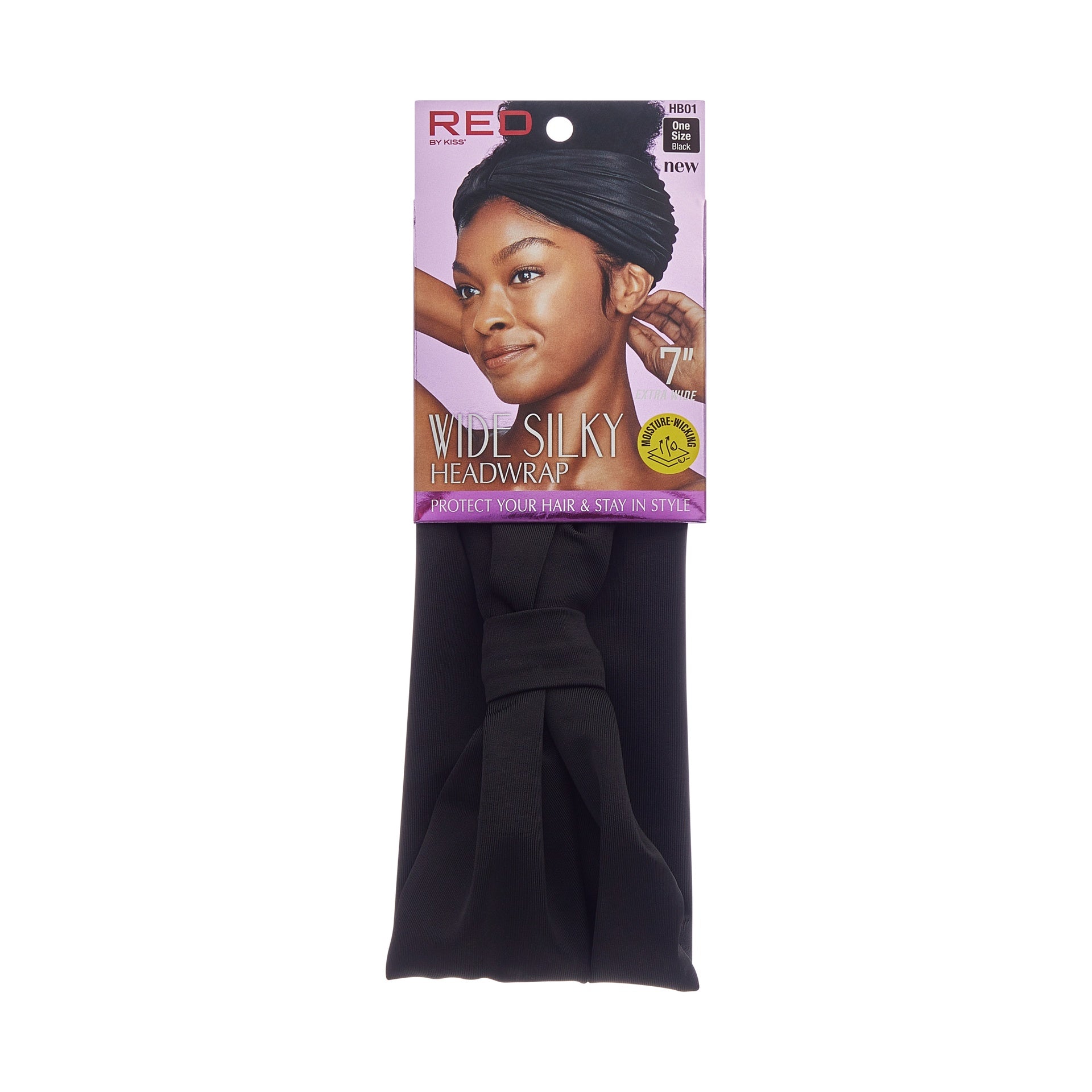 RED WIDE DRY FIT HEADWRAP BLACK