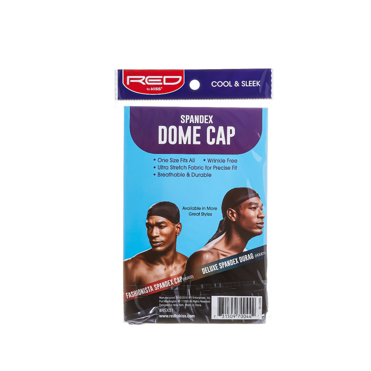 RED SPANDEX DOME CAP BLACK