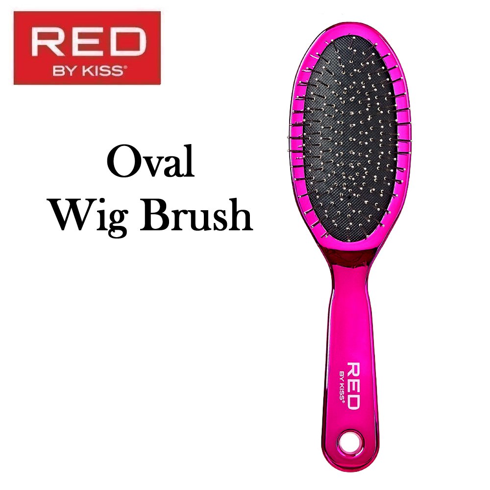 HH216-RED OVAL WIG BRUSH