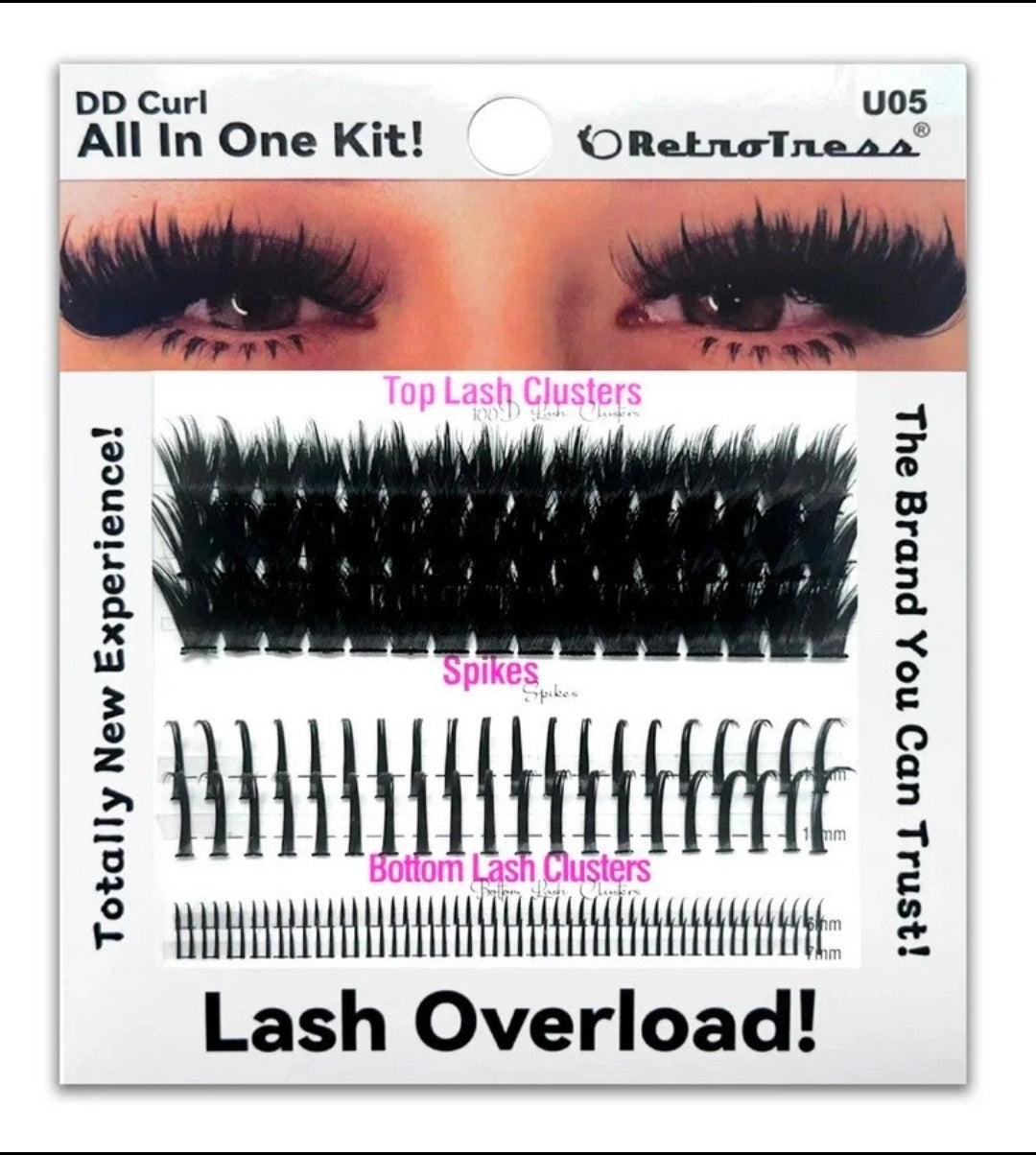 lash and spikes ALL IN ONE KIT 3 IN 1 BOX Lashes Extension Clusters Kit