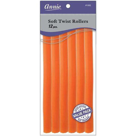 1262-ANNIE SOFT TWIST ROLLERS 10IN 12CT ORANGE VALUE PK