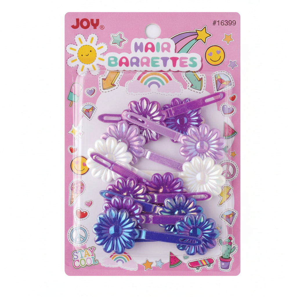 Joy Daisy Hair Barrettes, 16 Count, Assorted Pearl