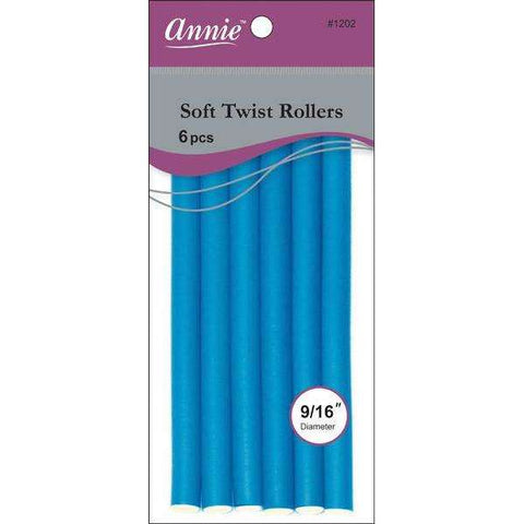 1202-ANNIE SOFT TWIST ROLLERS 7IN 6CT BLUE