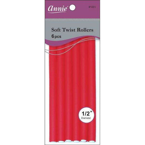1201-ANNIE SOFT TWIST ROLLERS 7IN 6CT RED