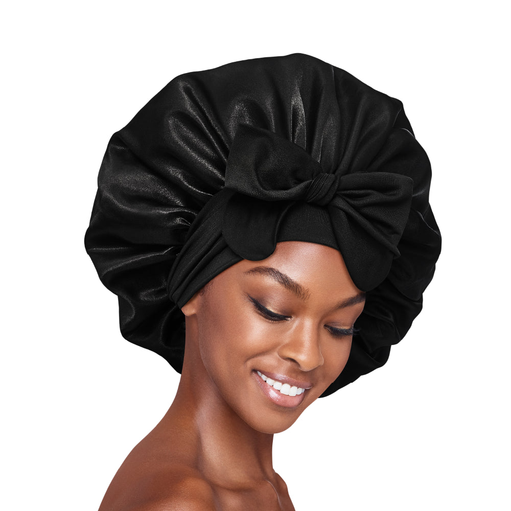 Adjustable Satin Bonnet with Tie Band – Extra Large Silky Cap for Braids, Locs & Curls