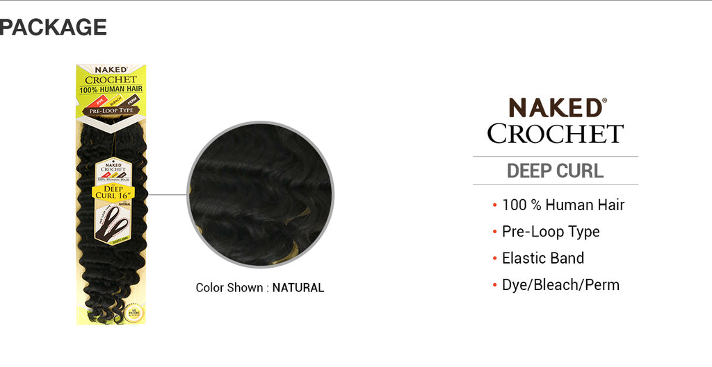 Naked Human Hair Crochet Braids Pre-Loop Type Deep Curl (14-18")