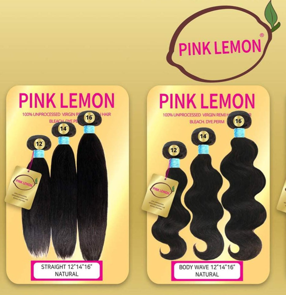 Pink Lemon Virgin Human Hair Weave 3 Bundles Body Wave AND STRAIGHT