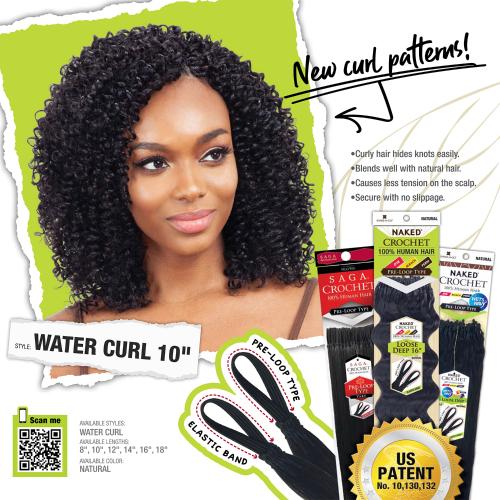 Naked Human Hair Crochet Braids Pre-Loop Type Water Curl 14"-18"