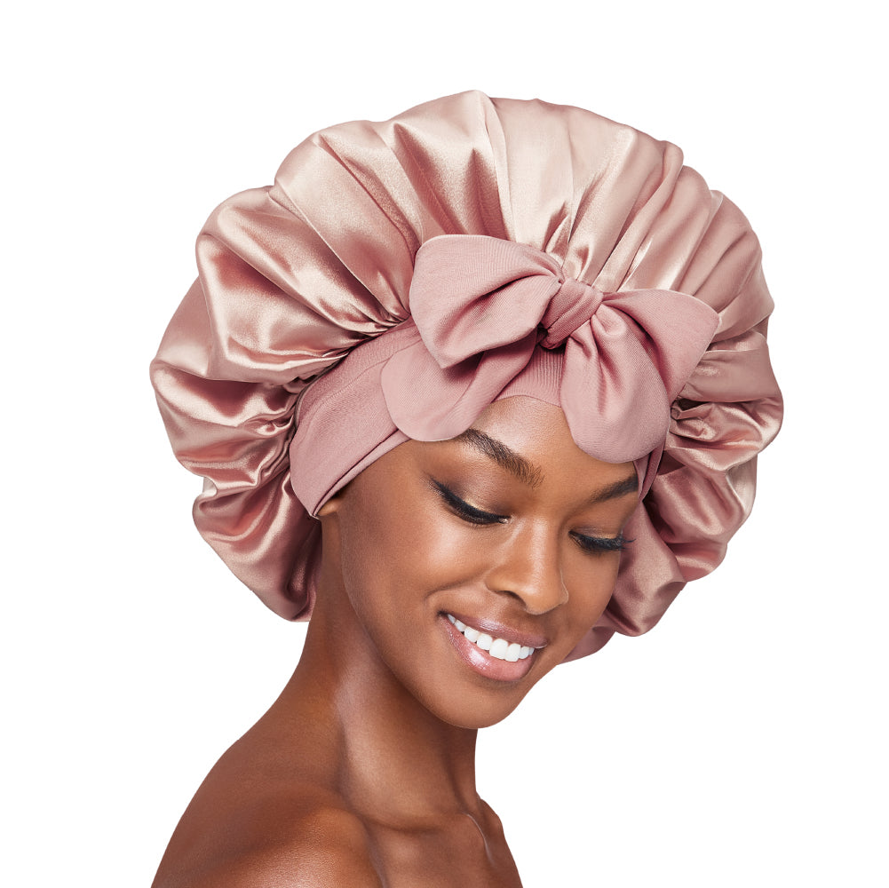 Adjustable Satin Bonnet with Tie Band – Extra Large Silky Cap for Braids, Locs & Curls