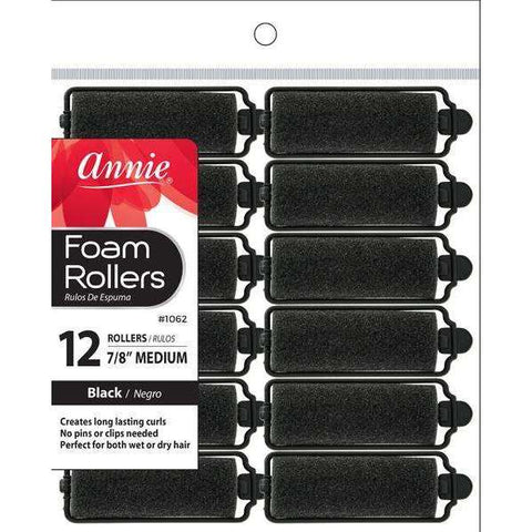 1062-ANNIE FOAM ROLLERS M 12CT BLACK
