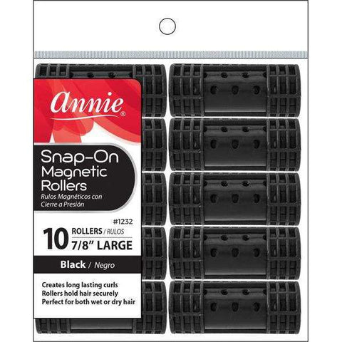 1232-ANNIE SNAP-ON MAGNETIC ROLLERS L 10CT BLACK