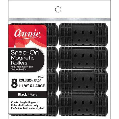 1231-ANNIE SNAP-ON MAGNETIC ROLLERS XL 8CT BLACK