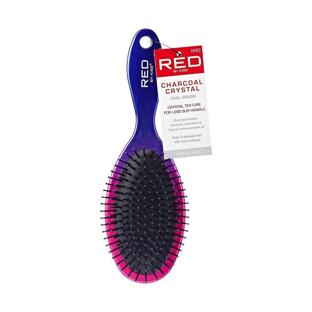 HH82 RED CRYSTAL CHARCOAL OVAL PADDLE BRUSH