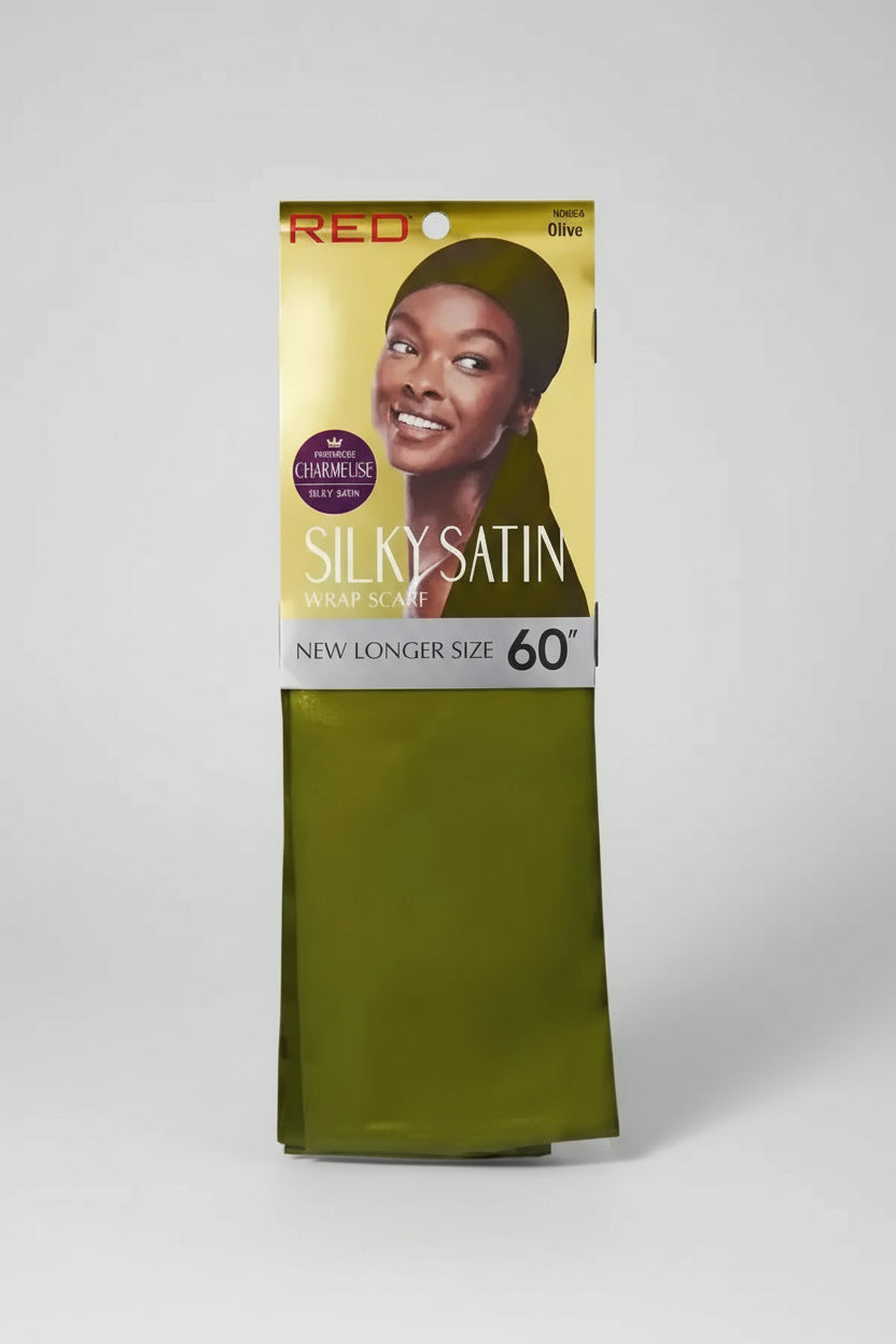 SILKY SATIN WRAP SCARF OLIVE
