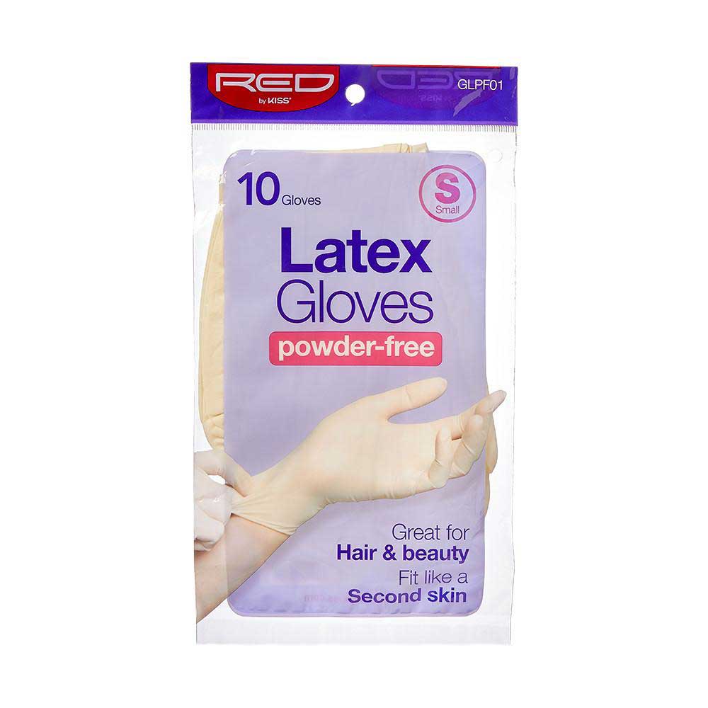 RED POWDER-FREE LATEX GLOVES 10CT