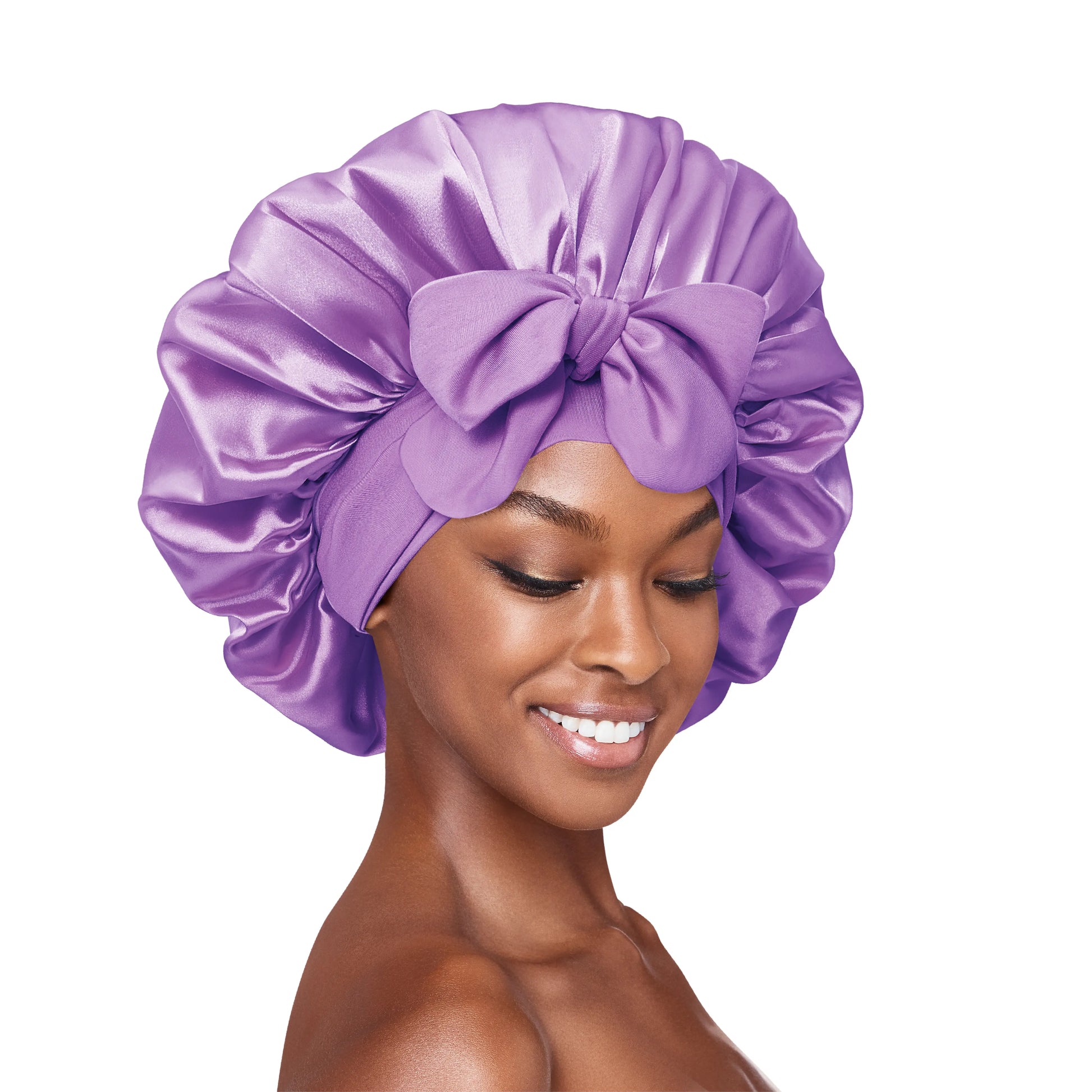 Adjustable Satin Bonnet with Tie Band – Extra Large Silky Cap for Braids, Locs & Curls XL LAVENDER