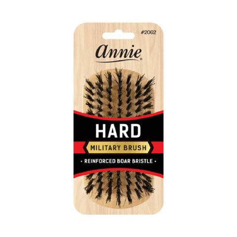 2062-ANNIE HARD MILITARY BRUSH LIGHT BROWN 50% BOAR BRISTLE AND 50% FIRM NYLON BRISTLES