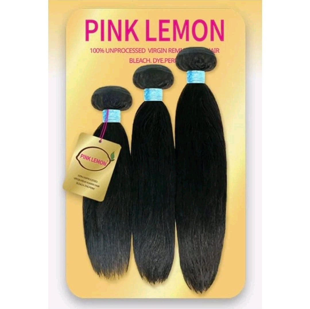Pink Lemon Virgin Human Hair Weave 3 Bundles Body Wave AND STRAIGHT