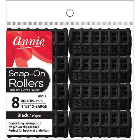 1014-ANNIE SNAP-ON ROLLERS XL 8CT BLACK