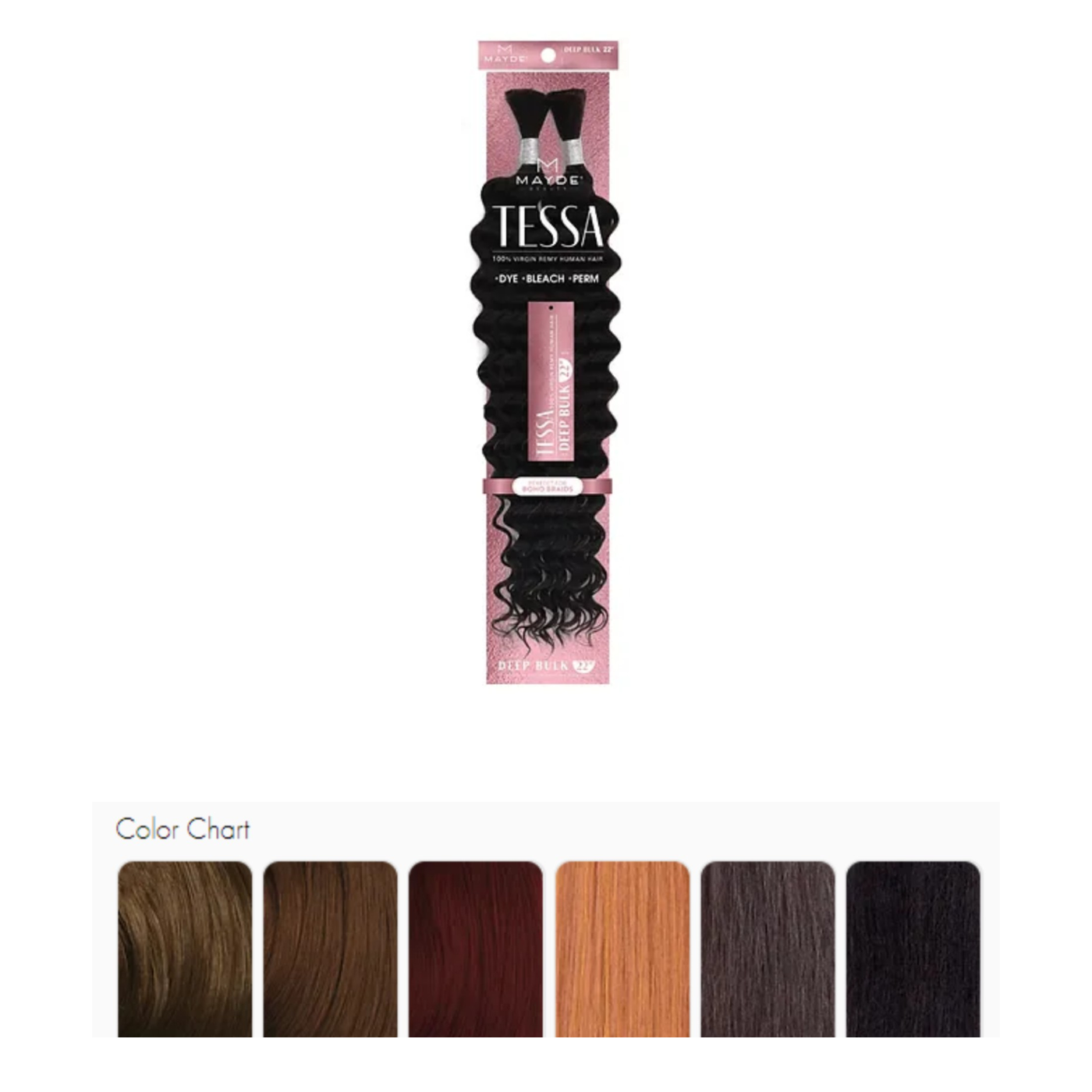 Deep Bulk 22 Tessa 100% Virgin Remy Human Hair FOR BOHO BRAID