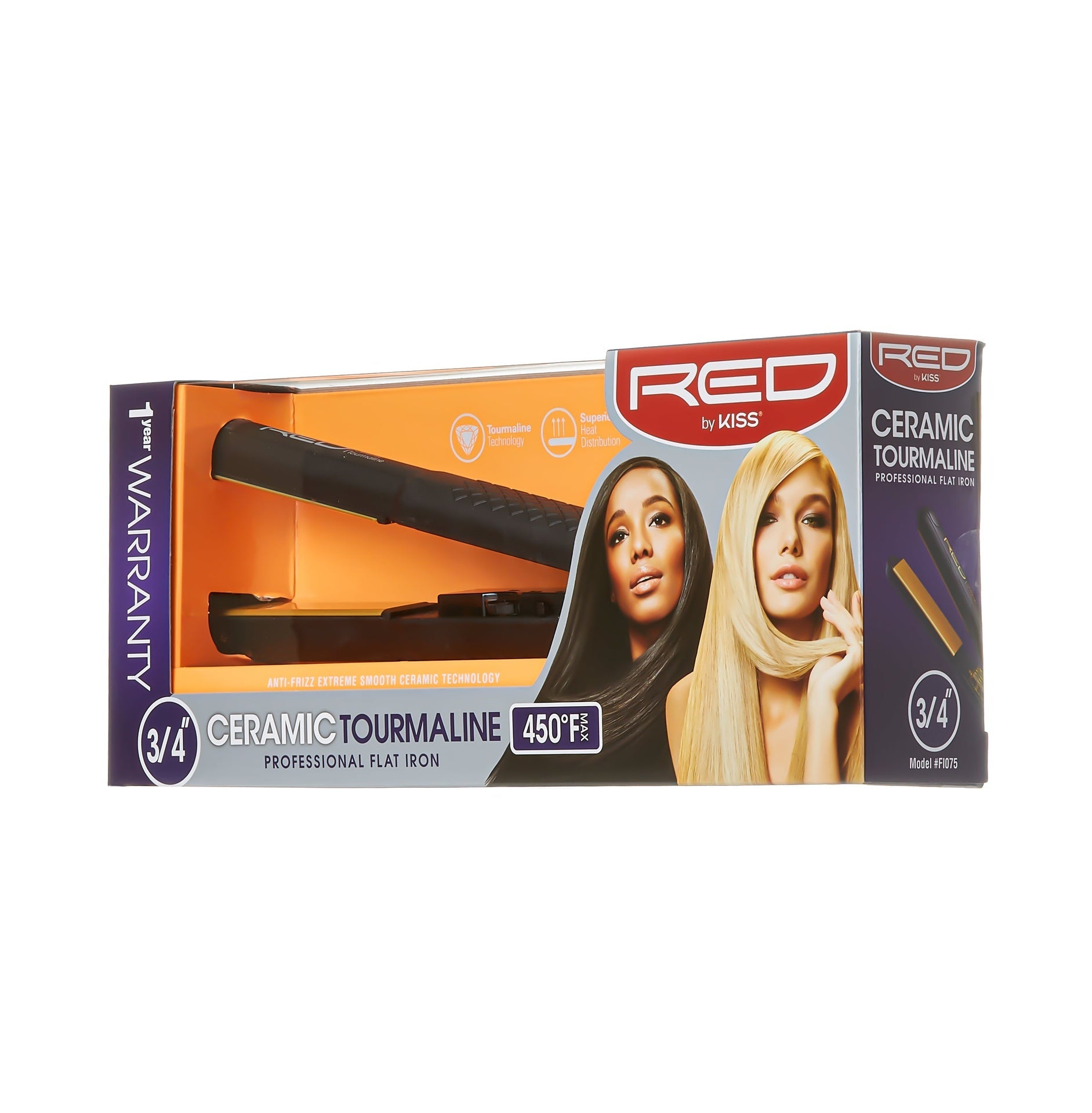 Red 0.75" Ceramic Flat Iron