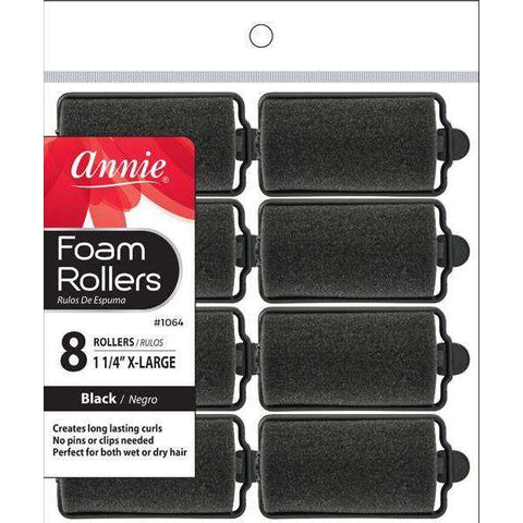 1064-ANNIE FOAM ROLLERS XL 8CT BLACK