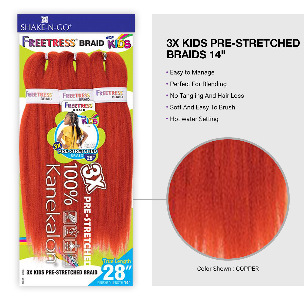 FB 3X KIDS-PRE-STRETCHED BRAID 14