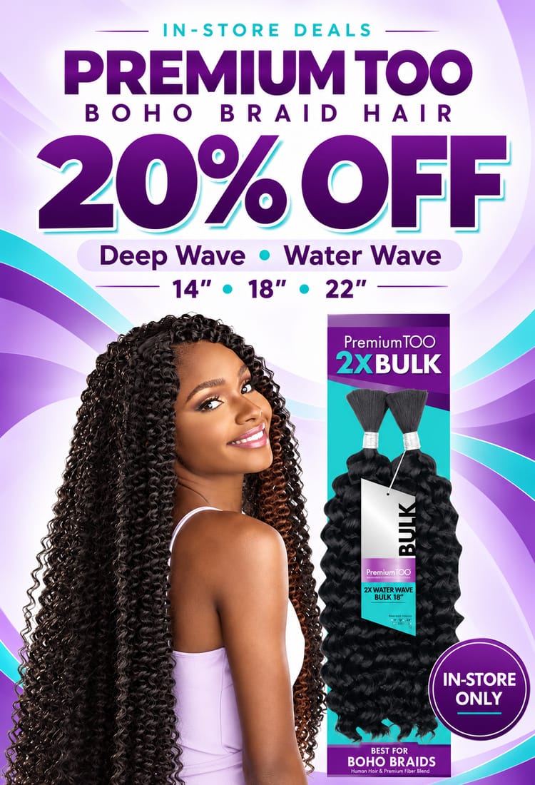 Deep Bulk 22 Tessa 100% Virgin Remy Human Hair FOR BOHO BRAID